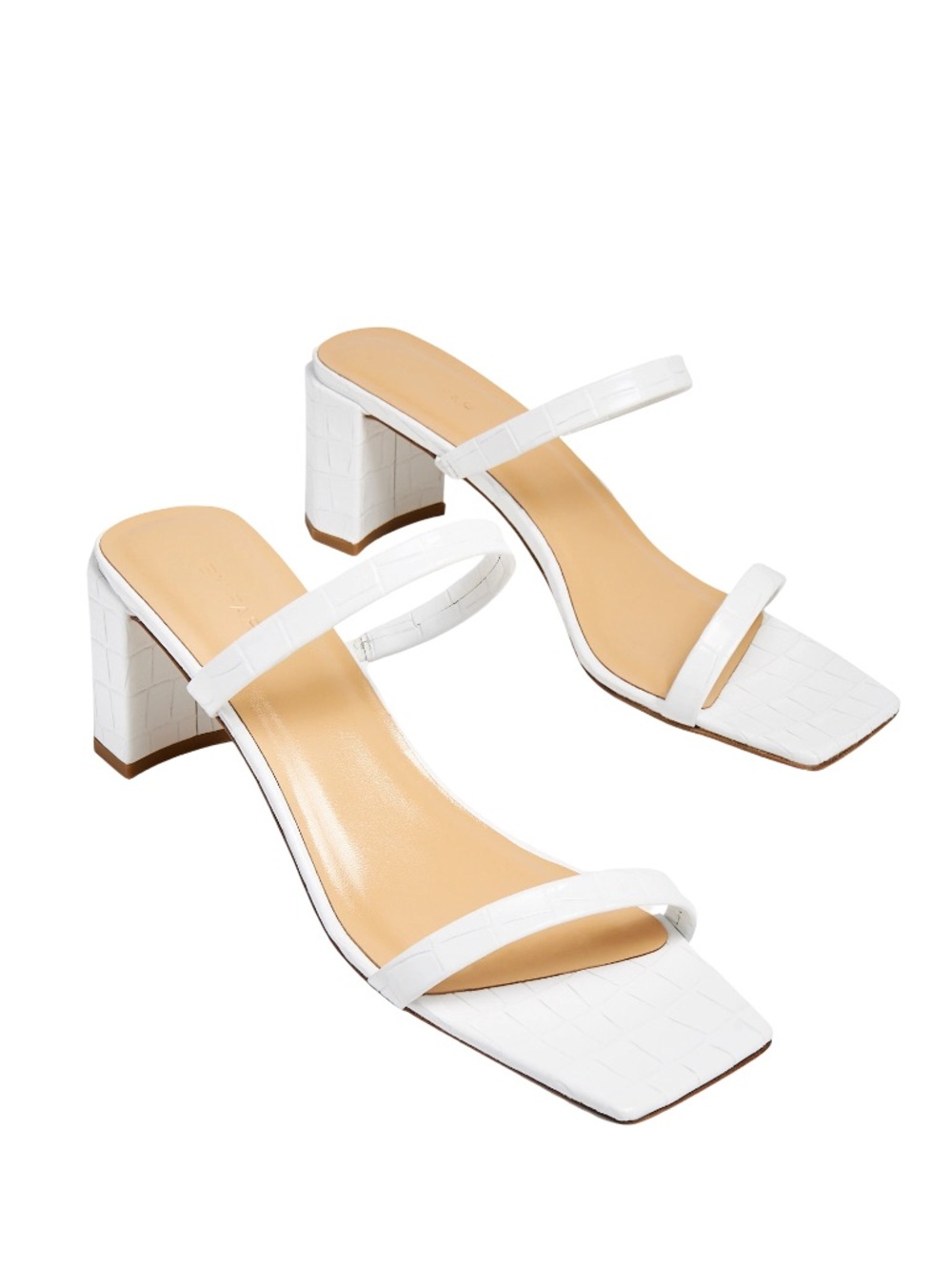 NEW BY FAR WHITE CROC-EMBOSSED LEATHER SANDALS